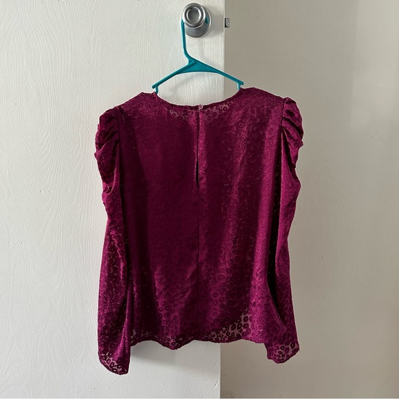& Other Stories purple leopard print sheer puff sleeve blouse - Picture 2 of 11